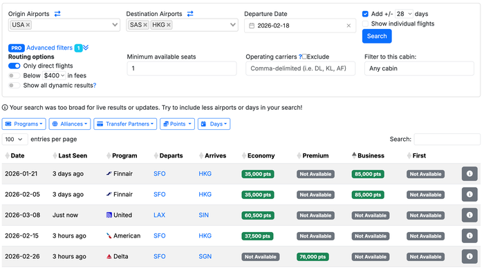 Seats.aero USA Asia flexible search Seats.aero USA Asia flexible search