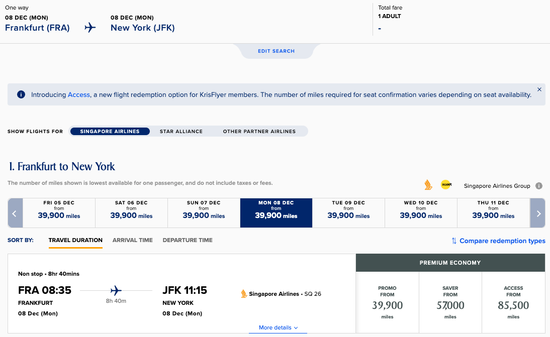 Spontaneous Escapes November premium econ FRA JFK