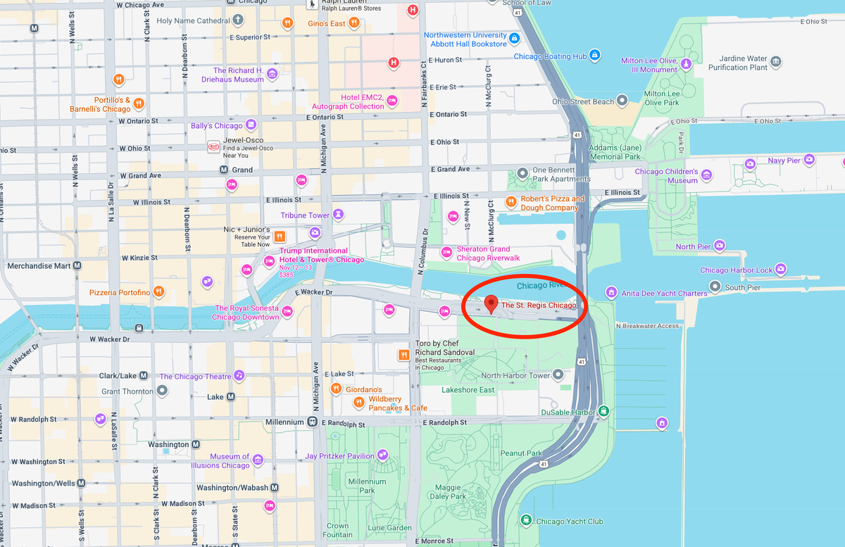 St. Regis Chicago location Google Maps
