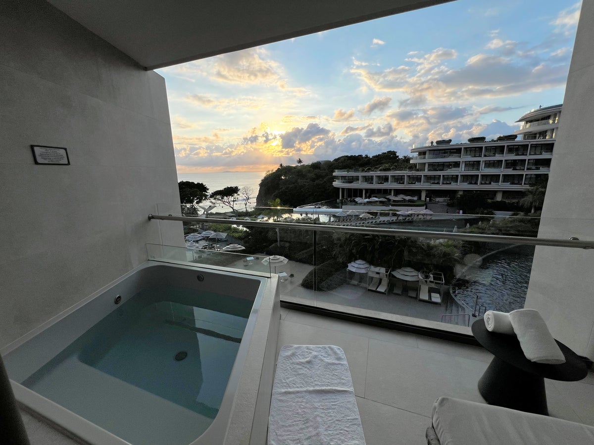 Sunset from the balcony at Dreams Bahia Mita