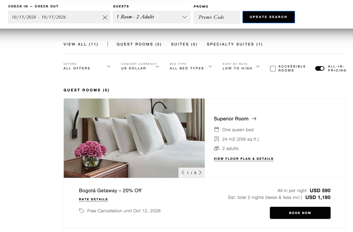 Superior Room at Four Seasons Casa Medina Bogota