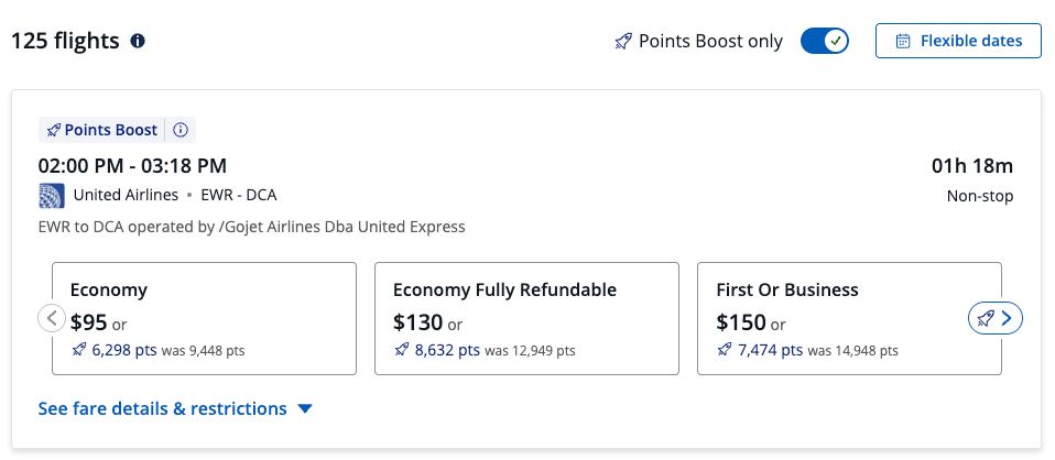 United Airlines Flight on Chase Travel with Points Boost Rates