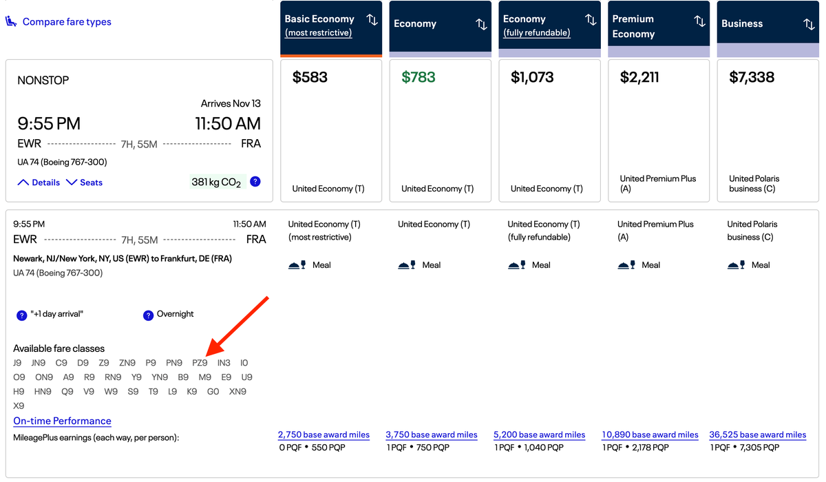 United EWR FRA details United EWR FRA details