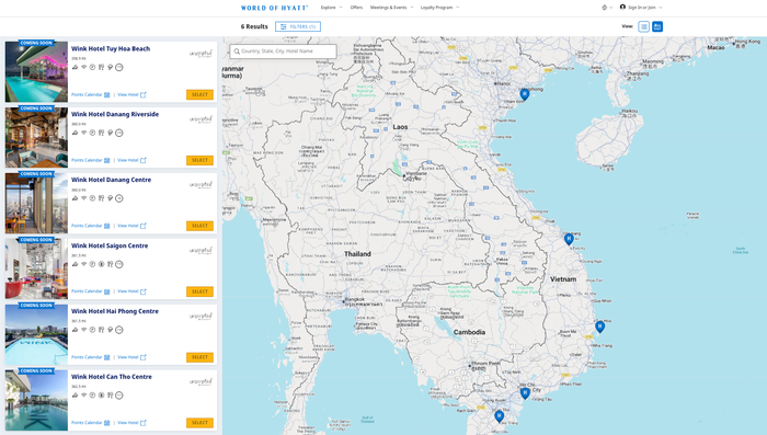 Unscripted by Hyatt locations Wink Hotels Vietnam