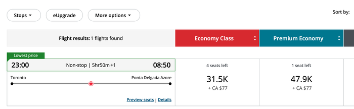 YYZ PDL Air Canada