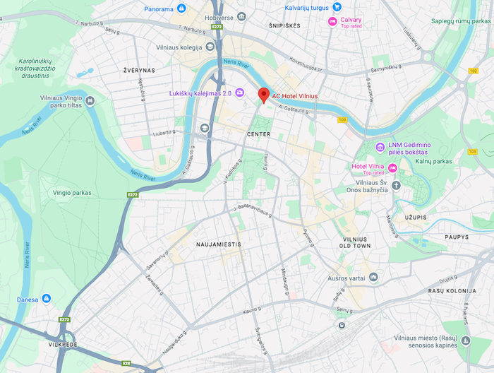 AC Hotel Vilnius map