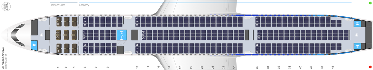 ANA B787 9 seat map 18 business