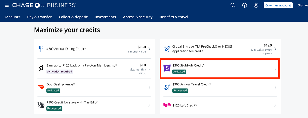 Activate Chase StubHub credit Activate Chase StubHub credit