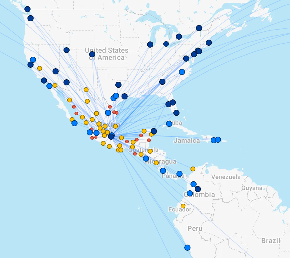 Aeromexico route map