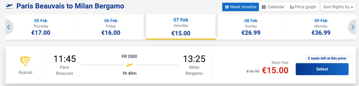 BVA to BGY Ryanair BVA to BGY Ryanair