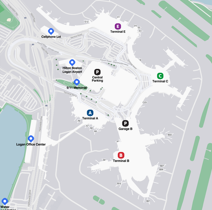 Boton Logon International Airport Boston Logan International Airport Map