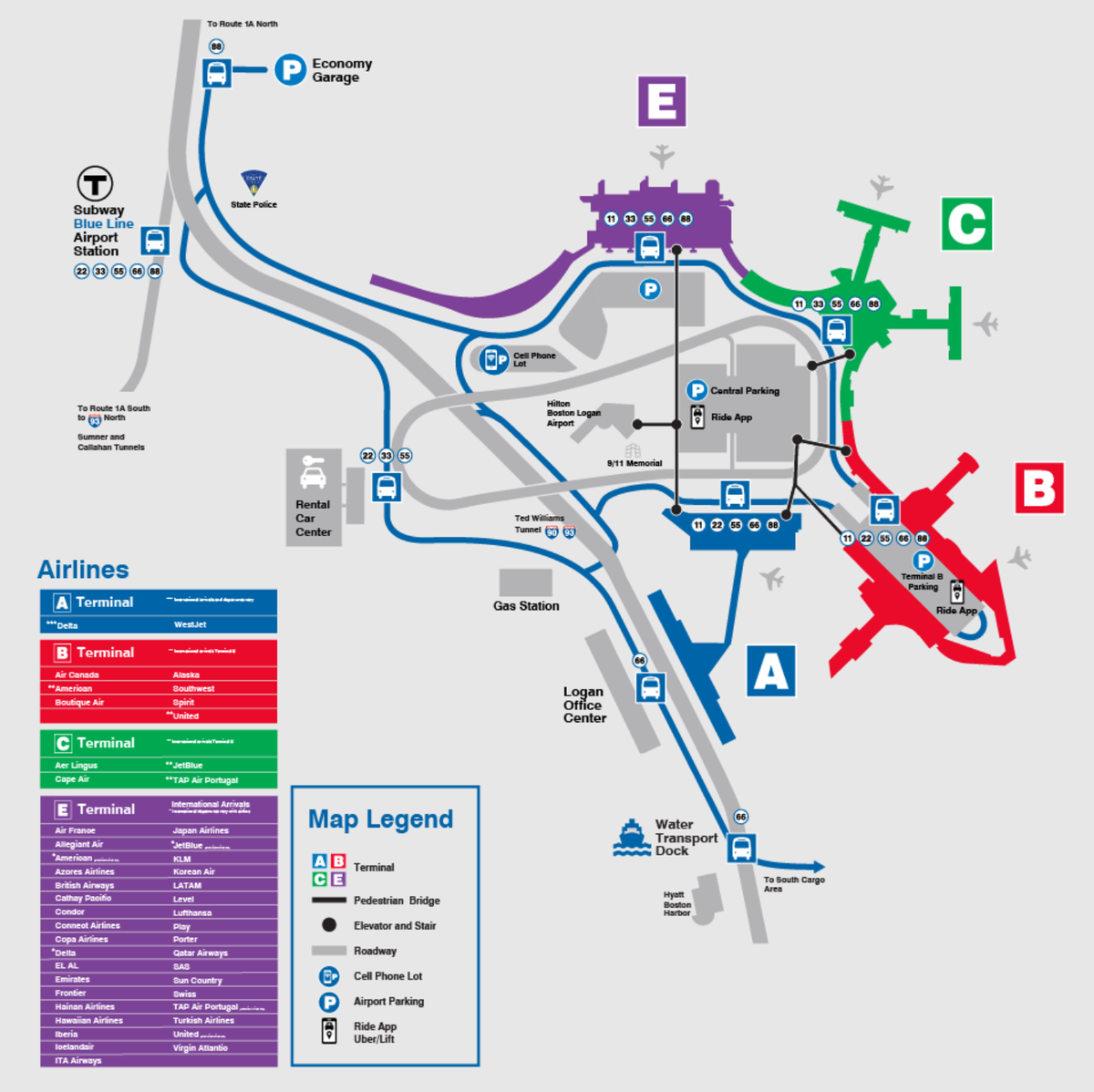 Boston Logan International Airport Shuttle Routes 1