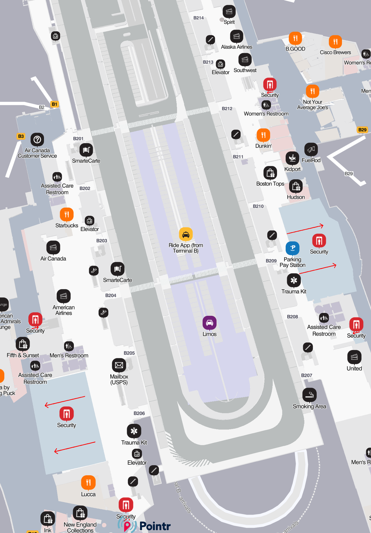 Boston Logan International Airport Terminal B Level 2