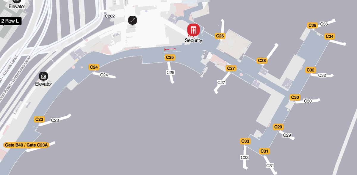 Boston Logan International Airport Terminal C Gates C23 to C36