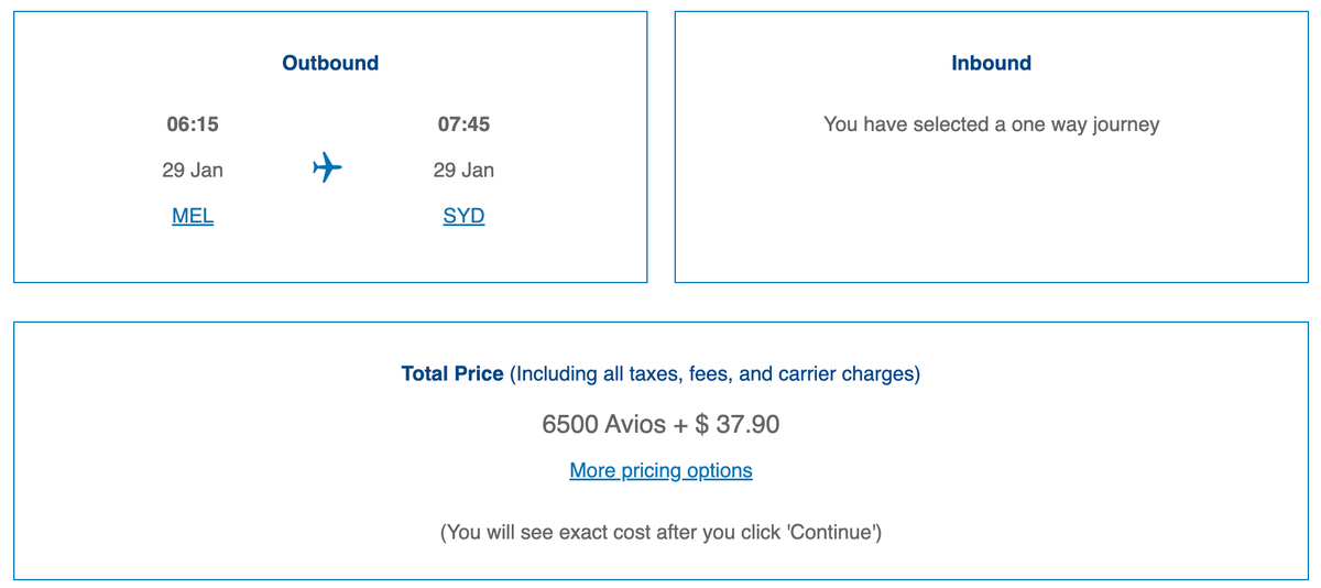 British Airways Avios MEL SYD British Airways Avios MEL SYD