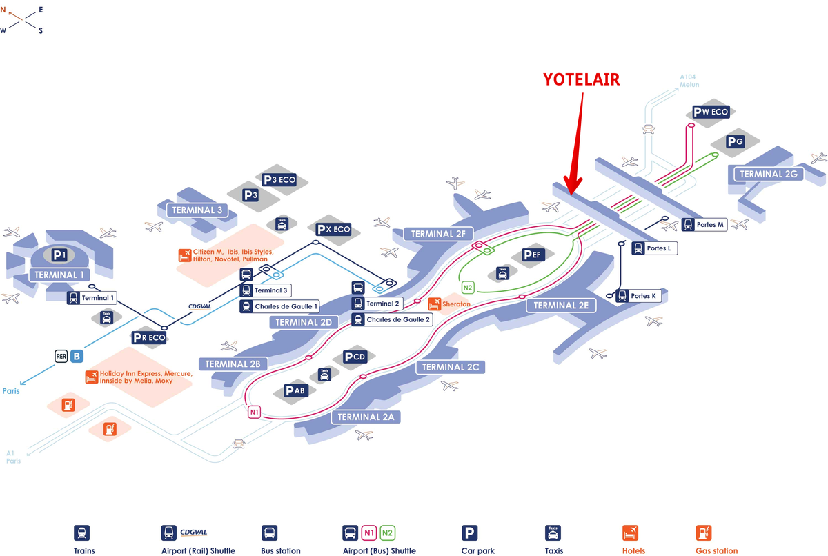 CDG terminal map YOTELAIR