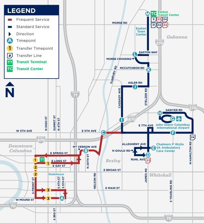 COTA bus route map 1