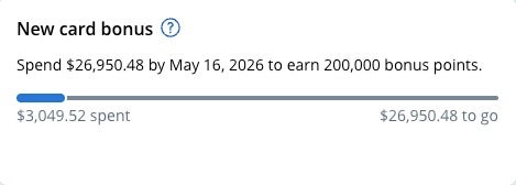 Screenshot of Chase Sapphire Reserve Business card bonus tracker