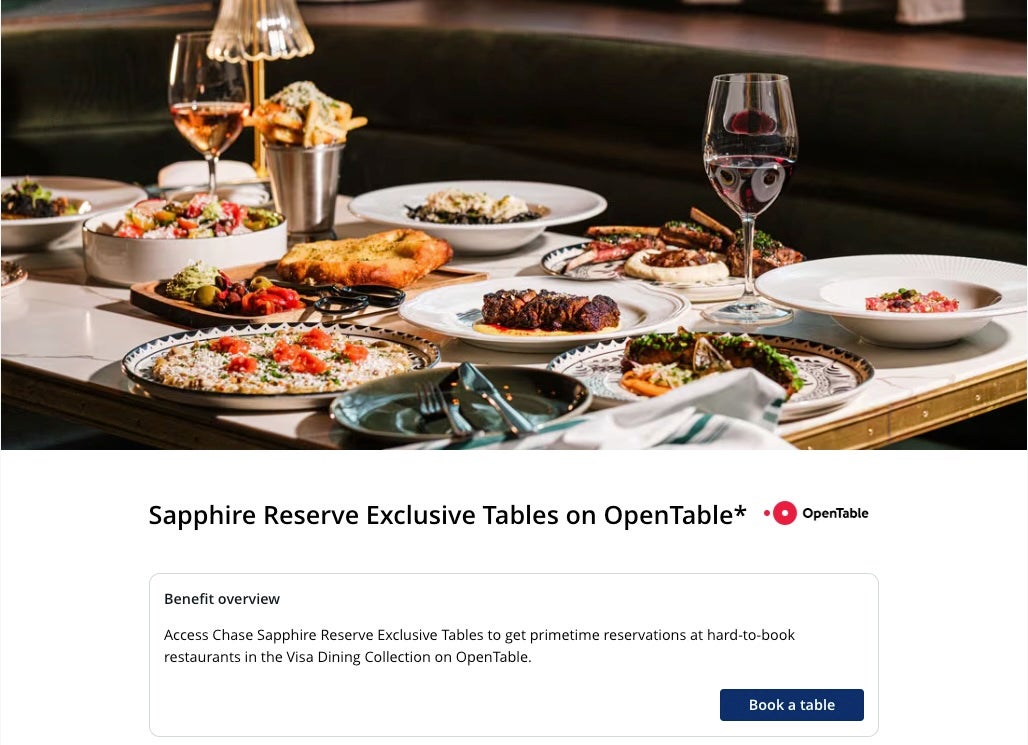 Screenshot of Sapphire Reserve Exclusive Tables