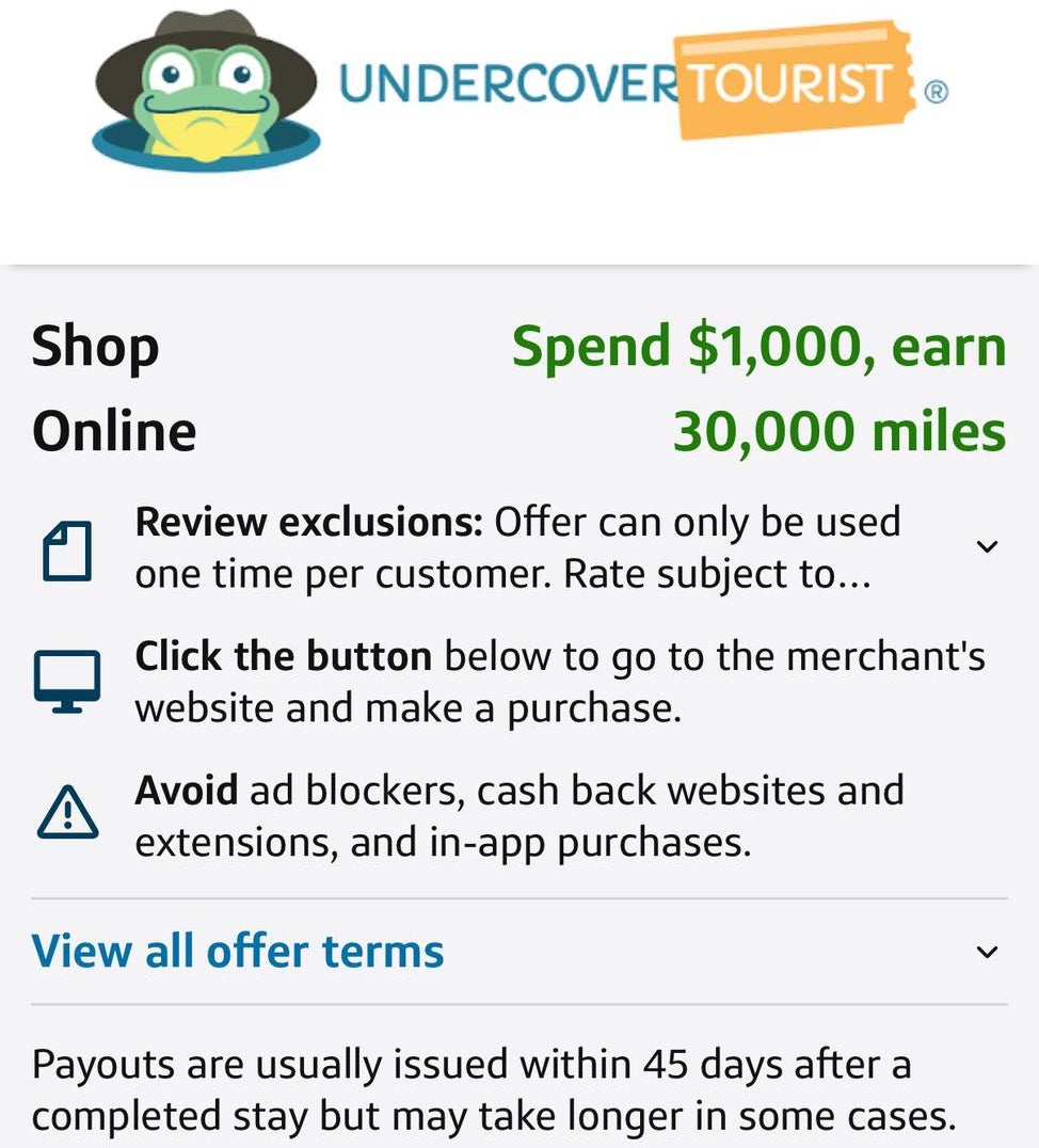 Capital One Offer miles Undercover Tourist