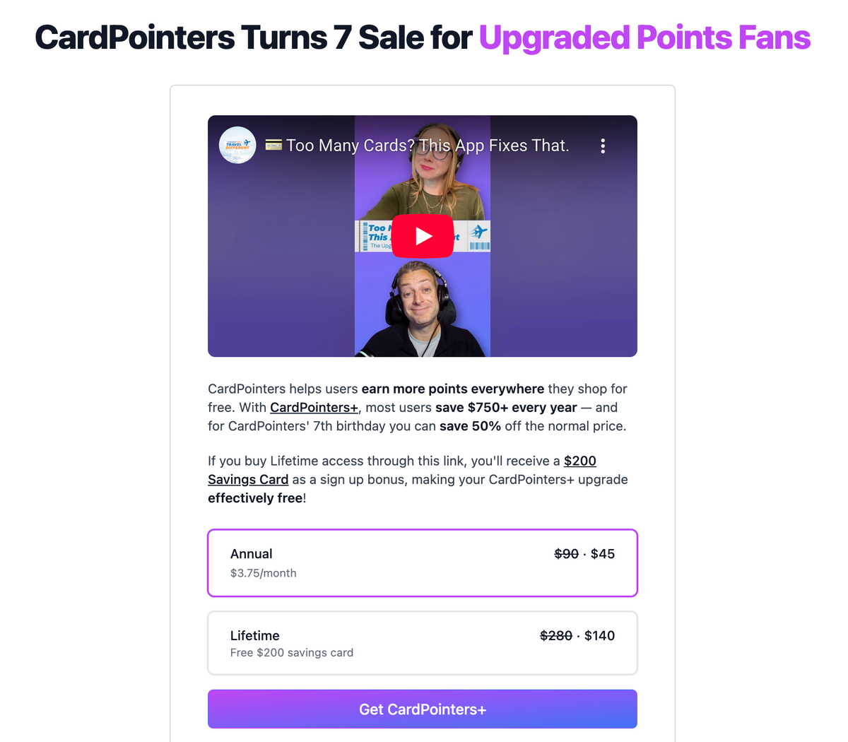CardPointers Turns 7 50% Off Sale