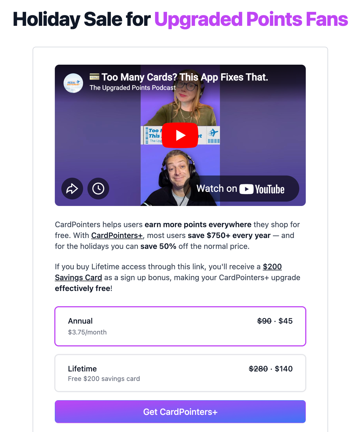 Cardpointers holiday Sale 50 off