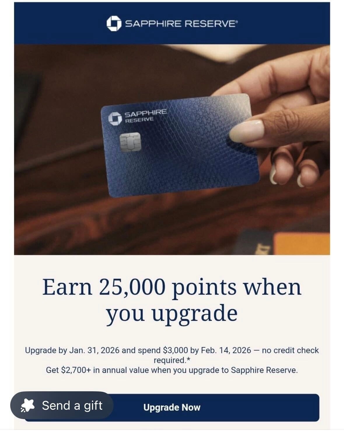 Chase Sapphire Preferred to Reserve Upgrade Offer Chase Sapphire Preferred to Reserve Upgrade Offer