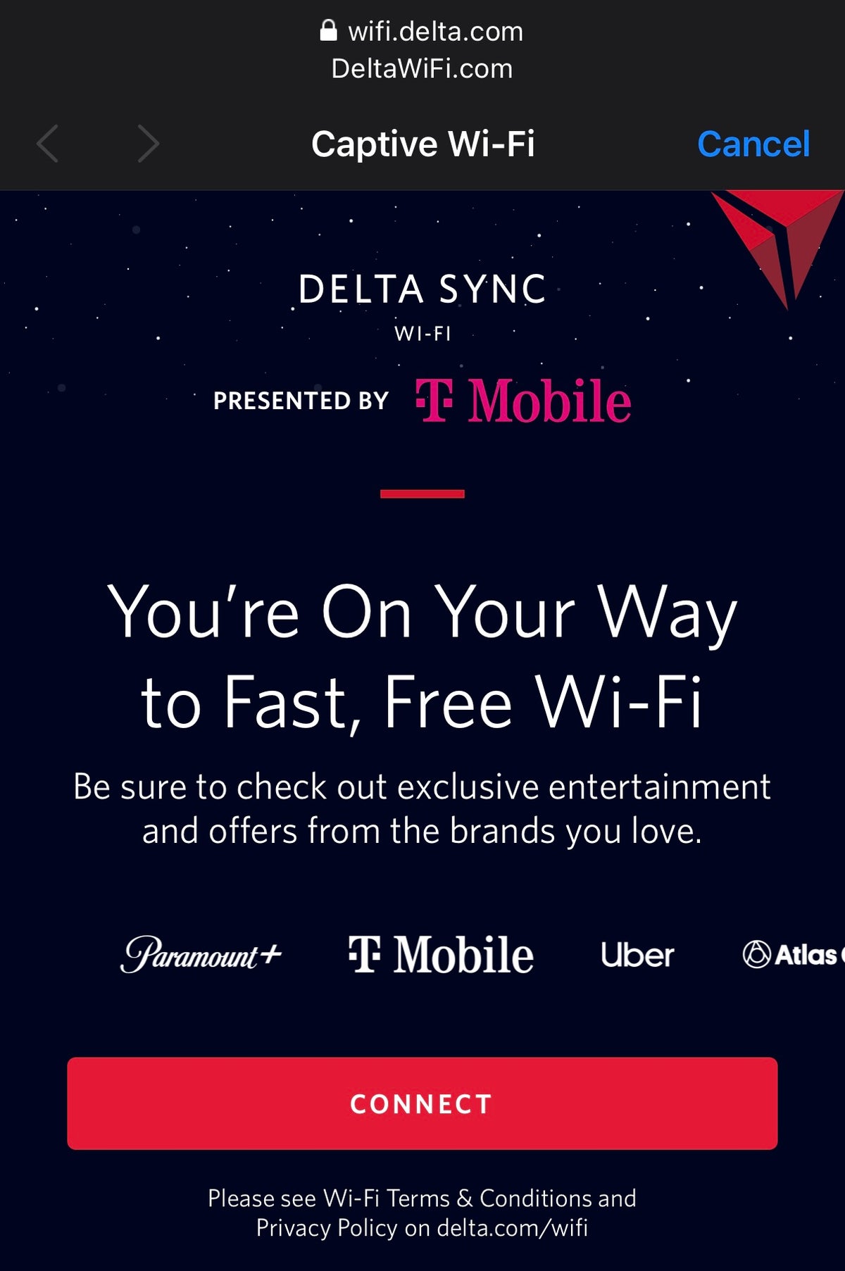 Connecting to Delta Wi-Fi