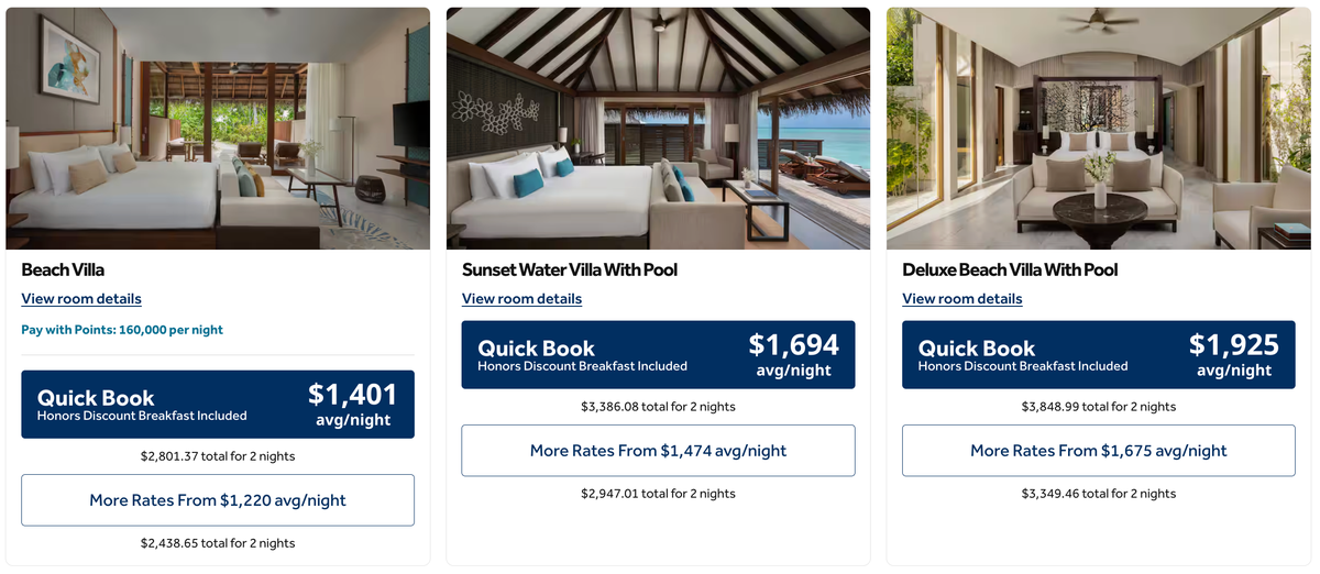 Conrad Maldives Hilton points rates