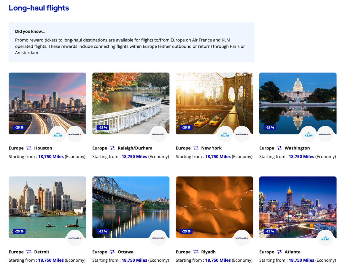 Flying Blue Promo Rewards long haul flights