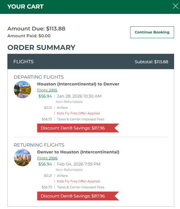 Frontier Kids Fly Free to Denver