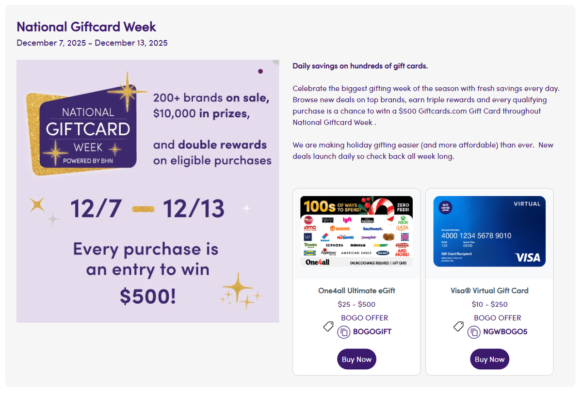 Giftcard week promo graphic Giftcard week promo graphic
