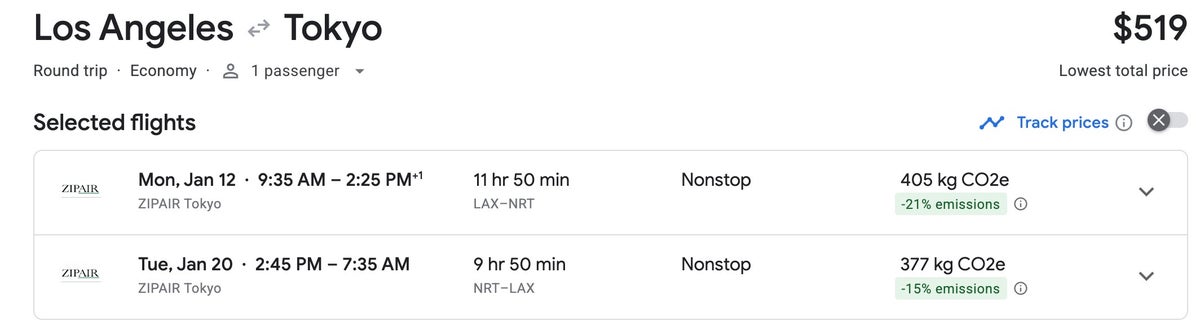 Los Angeles to Tokyo with Zipair Google Flights Zipair