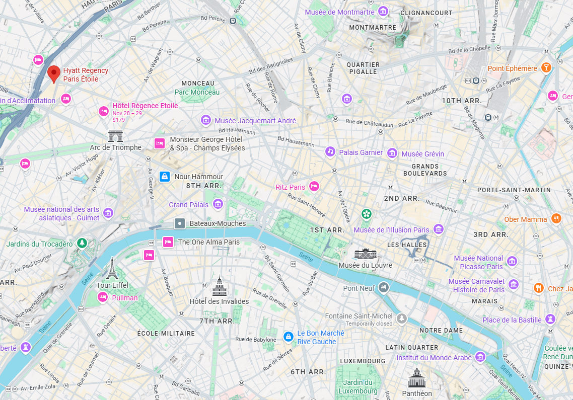 Hyatt Regency Paris Etoile Google Maps