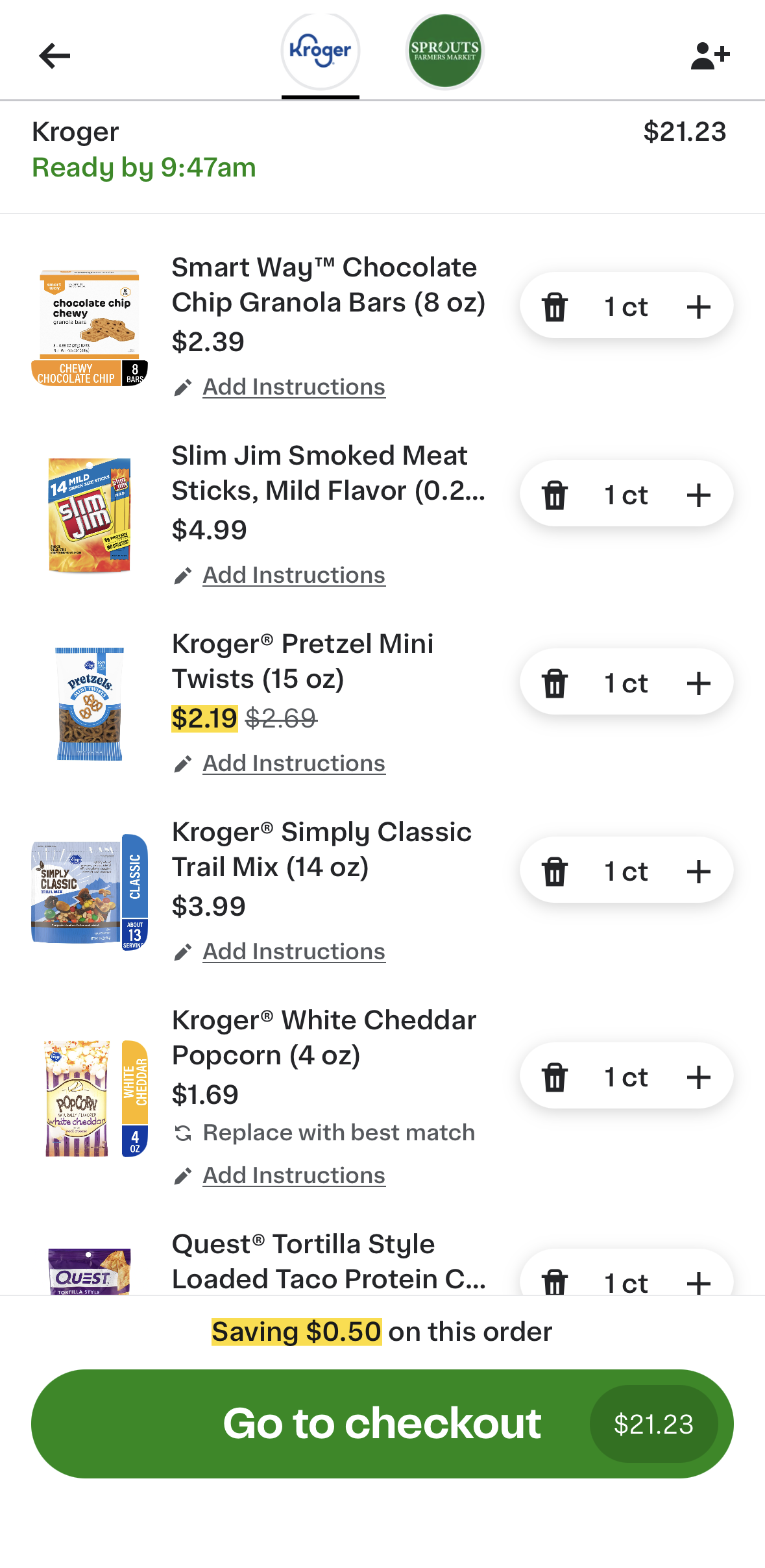 Instacart DoorDash snacks