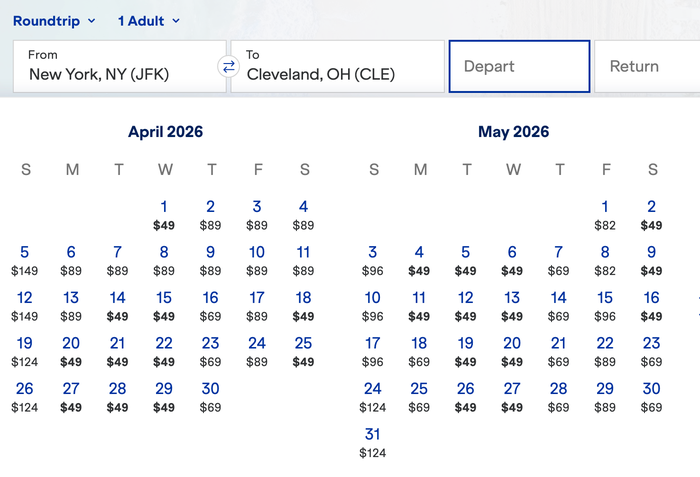 JFK CLE JetBlue Cash JFK CLE JetBlue Cash