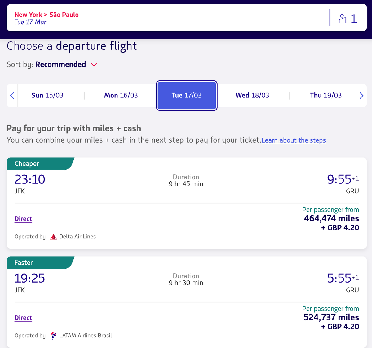 JFK to Sao Paulo LATAM redemption in business class JFK to Sao Paulo LATAM redemption in business class
