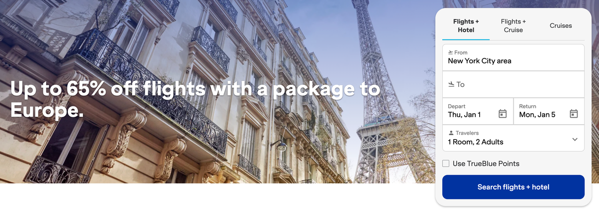 JetBlue Vacations 65 off Europe