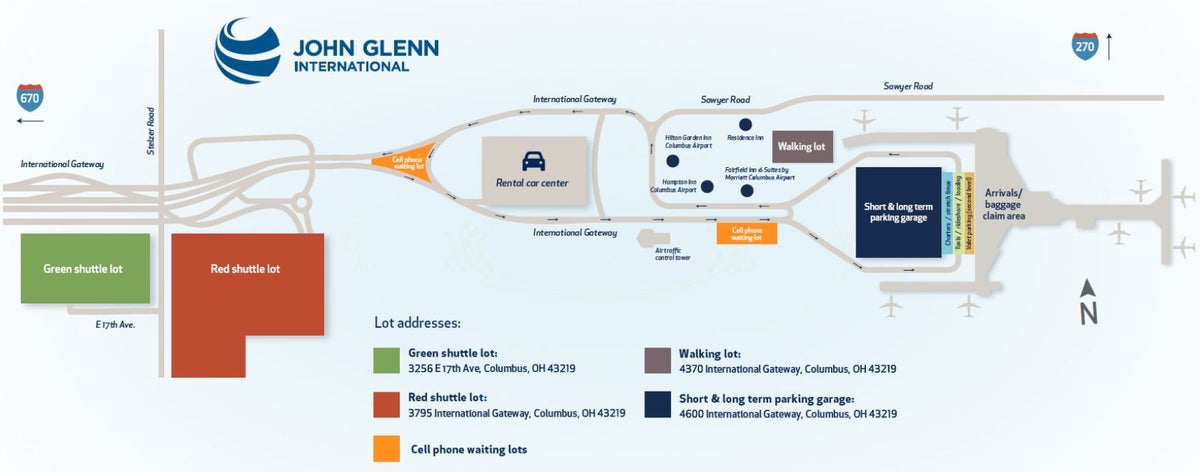 John Glenn Columbus International Airport Map