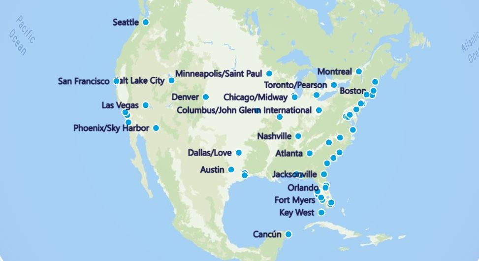 John Glenn Columbus International Airport Route Map