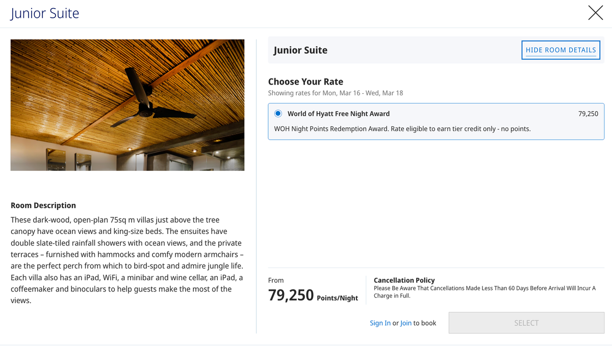 Junior Suite at Kura Costa Rica using Hyatt points