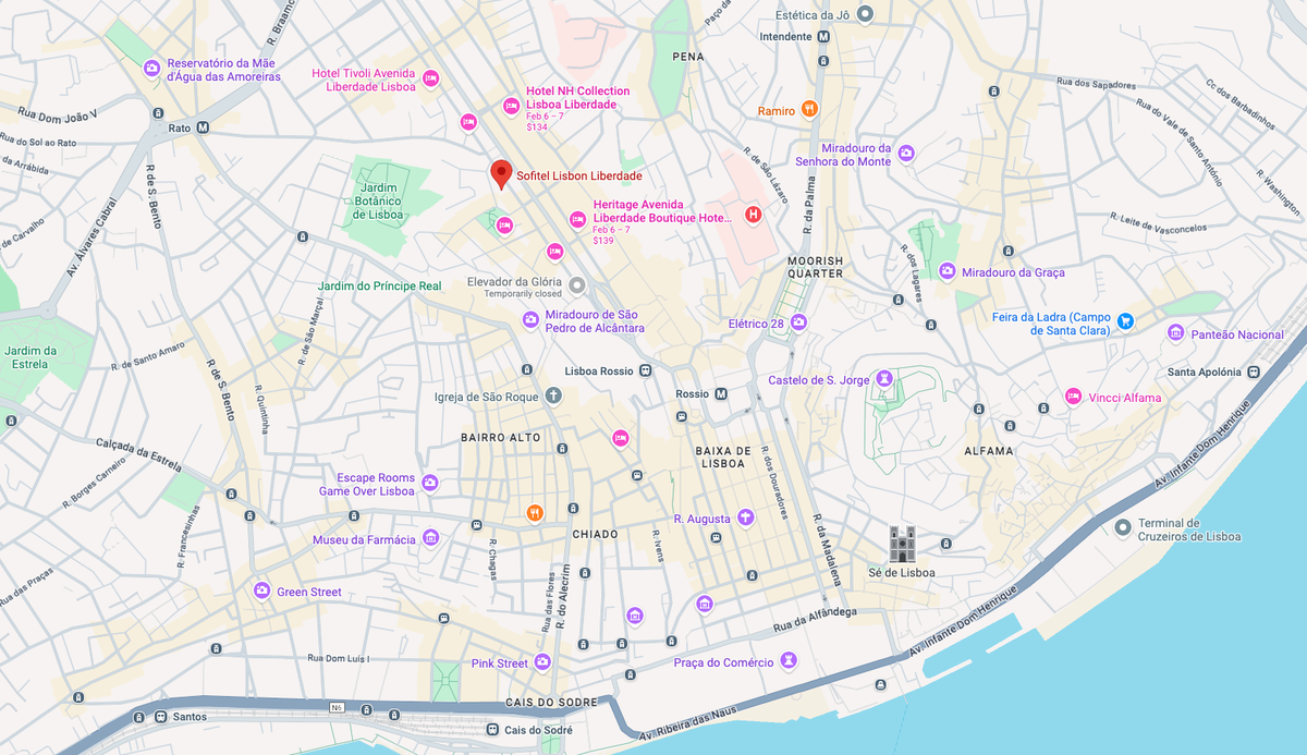 Location of Sofitel Lisbon Liberdade