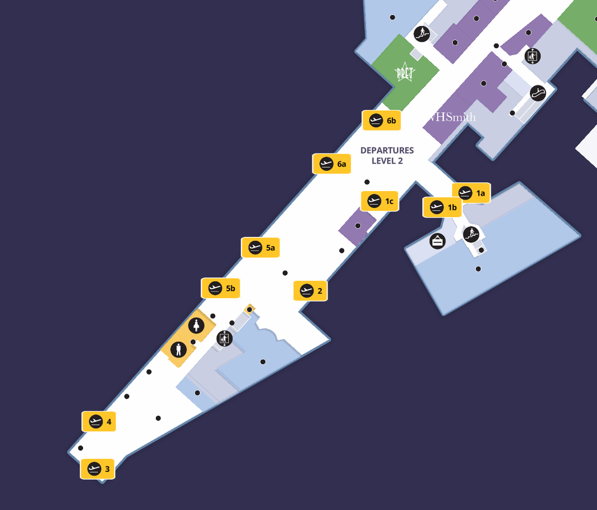 London Heathrow Airport Terminal 4 gates 1a to 6b