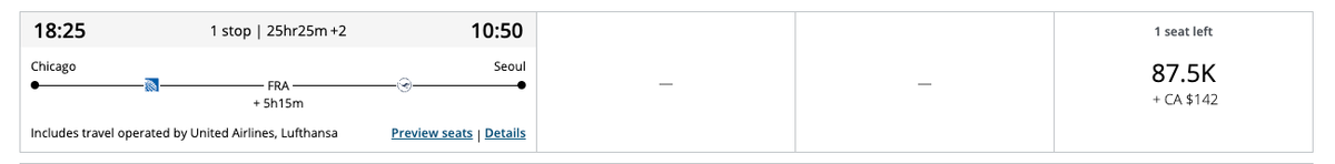 ORD ICN with Aeroplan 87.5k business class