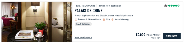 Palais De Chine I Prefer points rate