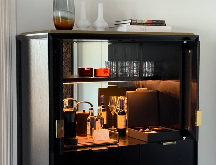 Park Hyatt London River Thames bedroom cabinet and mini bar