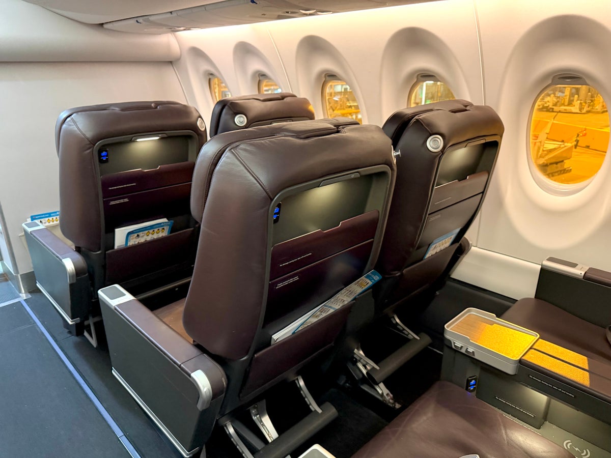 Qantas Airbus A220 business class seats from behind