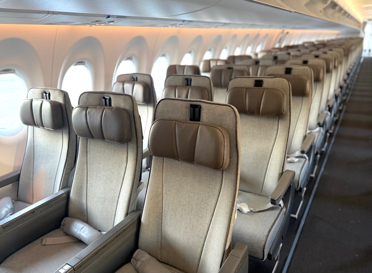 Qantas Airbus A220 economy cabin left side