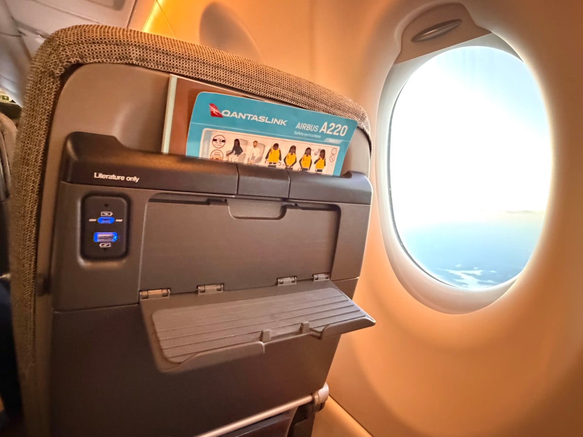 Qantas Airbus A220 economy device holder