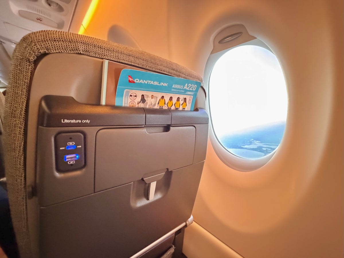 Qantas Airbus A220 economy seat back